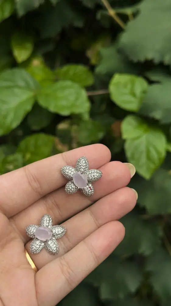 Rose Bloom Floral Zircon Stud Earrings, a Kaywee original